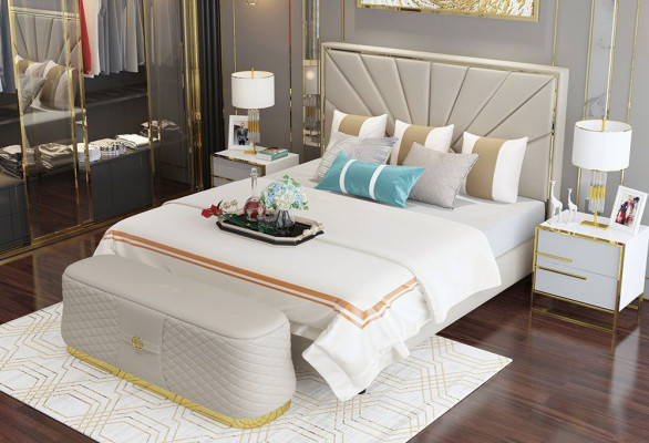 Bed Beds Upholstery Double Marriage Hotel Luxury Leather Modern Designer Bedroom