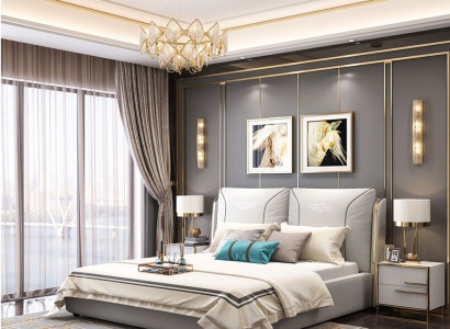Marriage Double bed Leather Bed Beds Bed Leather Upholstery Bedroom Bed frame