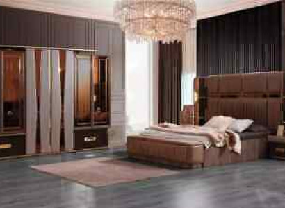 Suite Luxury Bedroom Double bed Suite Bed Set 4pcs Beige