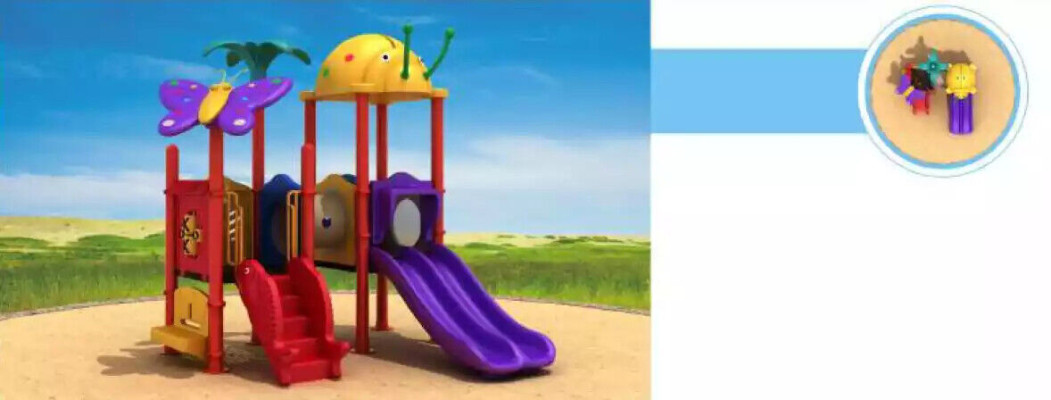 Children's area with slides entertainment for children garden playgrounds
