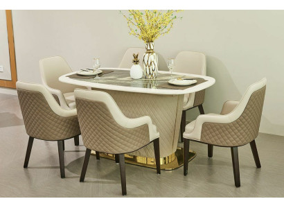 Complete Set Dining table 4x Chairs Dining room Set Ess Group Leather Table Tables 5pcs