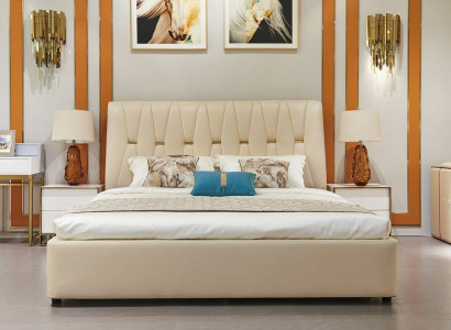 Complete Sets Beds Bed 2x Bedside table 3pcs. Bedroom Set Designer