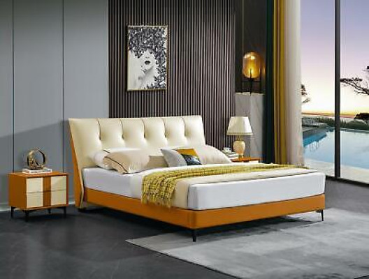 Leather Bed Luxury Beds Double Marriage Upholstery Hotel Complete Set