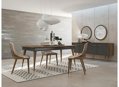 Luxury Dining room Set Dining table 4x Chairs Luxury Sideboard with 2x Mirror new Set