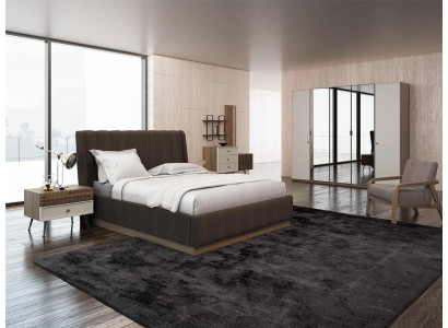 Luxury Bedroom Double Bed 2x Bedside tables Wood Complete 6pcs Modern
