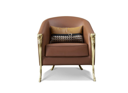 Luxury Chair Upholstery Cocktail Relax Lounge Club Design Armchair Brown