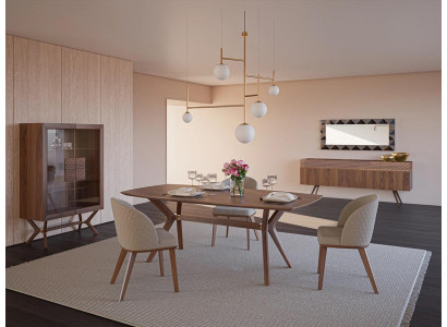 Modern Design Dining room Complete Dining table 4x Chairs Luxury Sideboard new Display case