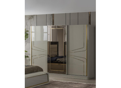 Modern Bedroom Set in Beige with European Accent
