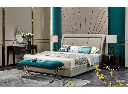 Bedroom Bed 2x Bedside table Stool Complete e Sets Leather Furniture