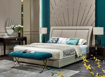 Bedroom Bed 2x Bedside table Stool Complete e Sets Leather Furniture
