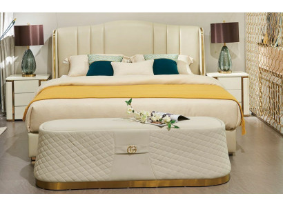 Bedroom Bed Stool 2x Bedside table Complete e Sets Leather Furniture Room