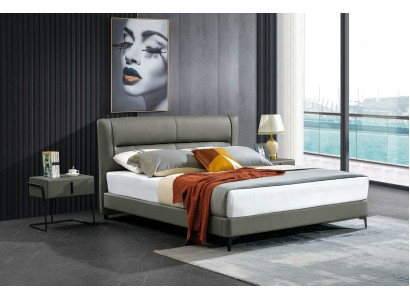Bedroom Leather Bed Complete's Bed 3 pcs. Suite Hotel Sets Bedside Tables.