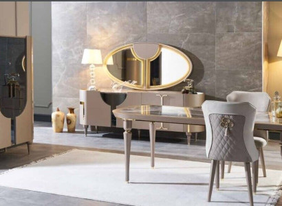 Design Dining room Set 8pcs Dining table Chair Chest of drawers Display case Mirror Dining Tables Wood