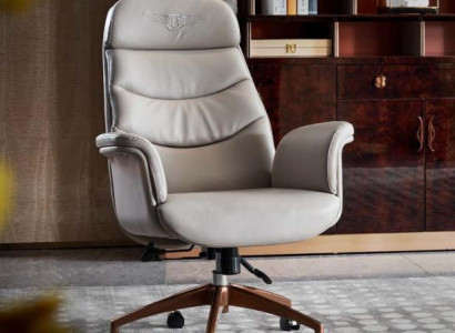 Office chair Beige Leather stainless steel Study room Office Furniture Luxury Furnishings new