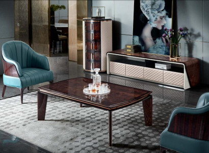 Luxury Living room Furniture Sideboard Wardrobe Leather High Gloss TV cabinet tv