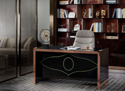 Table Chair Study room Desk Black Office Furnishings Furniture Luxury 2pcs
