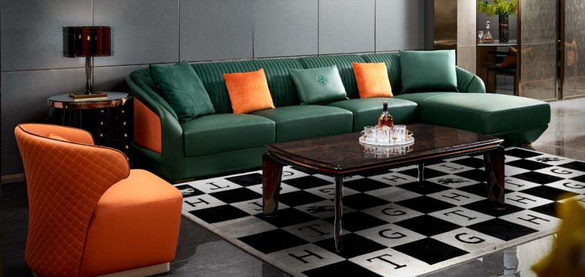 Armchair Orange Luxury Leather Living room new Creative Design Modern