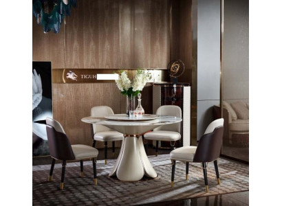 Chair Set 4x Chairs Milk Leather Luxury Dining room new Creative Design