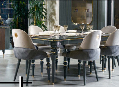 Dining room Set Ess Group Wood Table Tables Complete 7-piece Set Dining table 6x Chairs