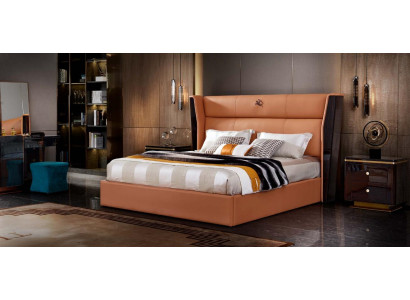 Bed Leather Orange Bedroom Creative Modern Design Furniture Wood Luxury Beds