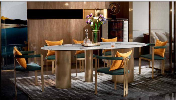 Dining table Group dining set Table 4x Lehn Chairs Furniture Dining room Tables