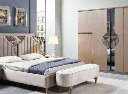 Furniture Modern Luxury Beds new Bed 2x Bedside table 3 pcs. Bedroom Set Design