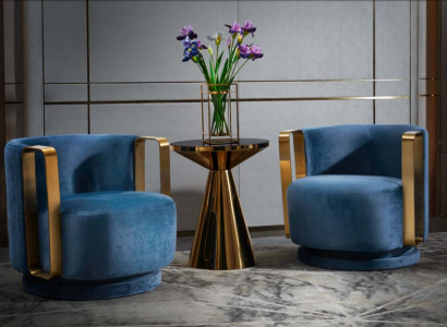 Armchair Blue Luxury Fabric Textile Living room new Creative Modern Design