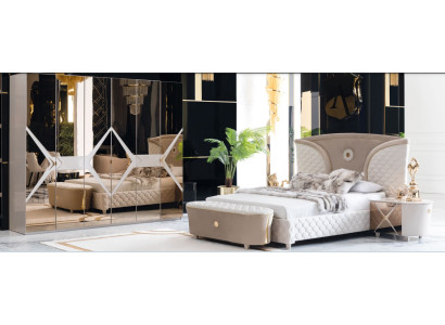 Bed Bedside table Wardrobe 6-piece Bedroom Set Design Luxury Stool Modern