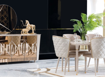 Dining room Set Group Suite Table new Dining table 6x Chairs Chest of drawers Mirror 9pcs
