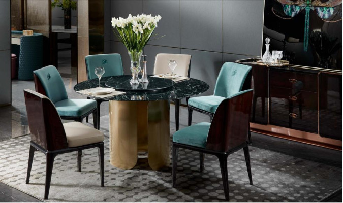 Chair Set Dining room HellBlue Chair 4x Armchair Modern Design Furniture Luxury Chairs