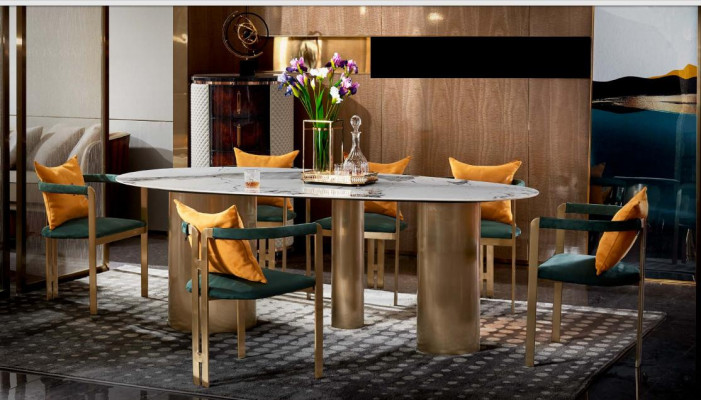 Dining table Group dining set Table 4x Lehn Chairs Furniture Dining room Tables