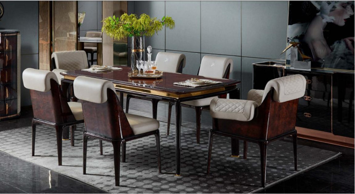 Chairs Dining room Modern Design Furniture Wood Luxury Beige 4x Leaning Chairs Dining Chair