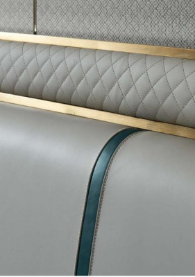 Bed 2x Bedside table Beige Bedroom Modern Design Furniture Wood Luxury