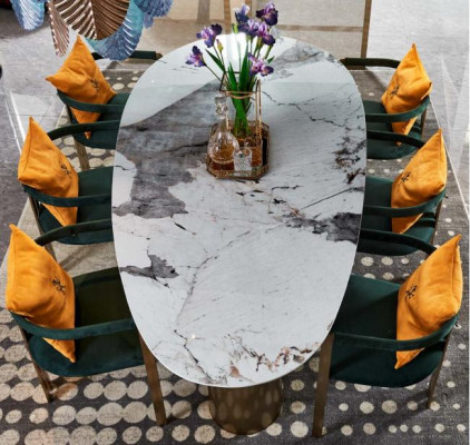 Dining table Group dining set Table 4x Lehn Chairs Furniture Dining room Tables