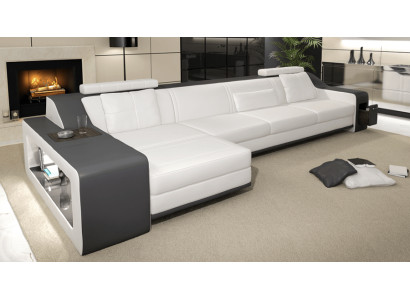 Designer Sofa Couch Corner sofa with Stool Living landscape Upholstery Suite