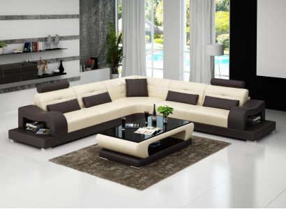 Leather sofa couch living landscape L-shape decor design modern sofa corner sofas