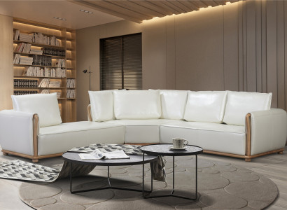 Designer Sofa Suite Couch Corner sofa with Stool Upholstery Living landscape