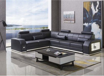 Corner sofa Leather sofa Big L-shape Living landscape Sofa Couch Suite