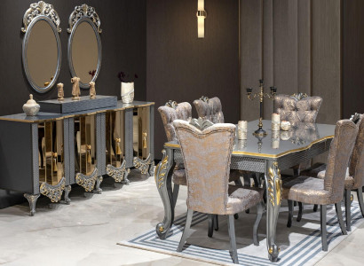 Luxury Dining room Dining set Dining table Chairs Furniture dining set 8 pieces.