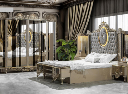 Luxury Suite Bedroom Double Bed Classic Beige Set 5pcs. new