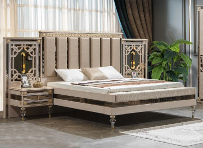 Elegant double bed with bedside tables in luxury design