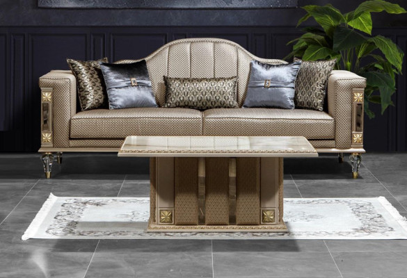 Luxury sofa set Sofa 3311 Seater Armchair three-seater Fabric Beige 4-piece