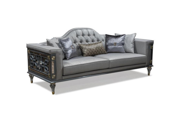 Sofa Classic Couch 3 Seater Three Seater Fabric Gray Sofas Design Living room