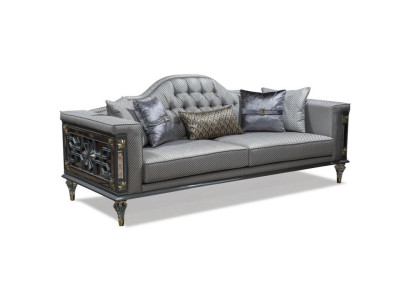 Sofa Classic Couch 3 Seater Three Seater Fabric Gray Sofas Design Living room