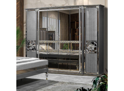 Wardrobe Wardrobe Silver Gray Wood Luxury Cabinets Gray Bedroom