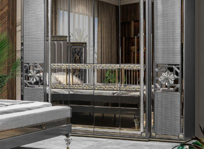 Wardrobe Wardrobe Silver Gray Wood Luxury Cabinets Gray Bedroom