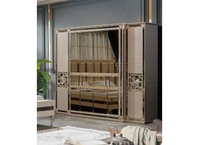 Wardrobe Wardrobe Wood Luxury Cabinets Beige Bedroom Mirror