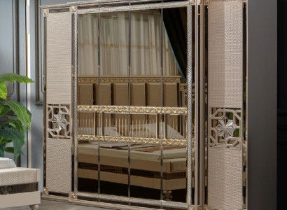 Wardrobe Wardrobe Wood Luxury Cabinets Beige Bedroom Mirror
