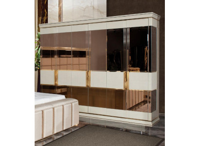 Wardrobe Wardrobe Wood Luxury Cabinets Beige Gold Bedroom Big