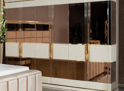 Wardrobe Wardrobe Wood Luxury Cabinets Beige Gold Bedroom Big
